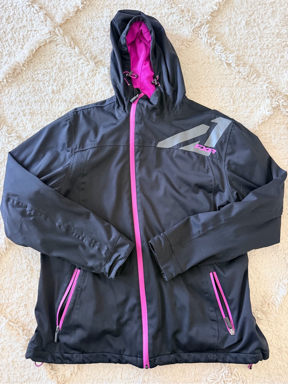 Women's Black FXR Softshell Jacket with Pink Trim